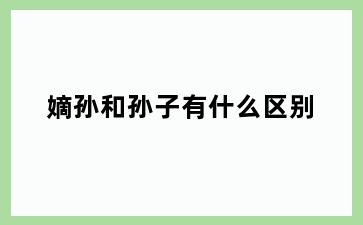 嫡孙和孙子有什么区别