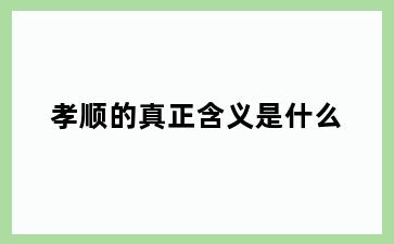 孝顺的真正含义是什么
