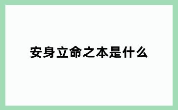 安身立命之本是什么