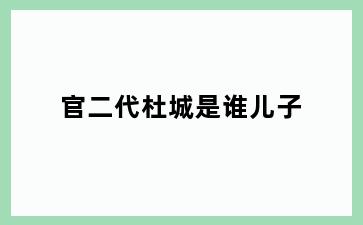 官二代杜城是谁儿子