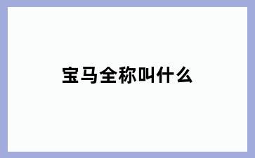 宝马全称叫什么