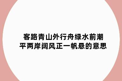 客路青山外行舟绿水前潮平两岸阔风正一帆悬的意思