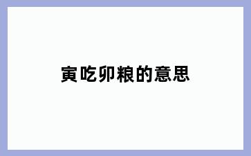 寅吃卯粮的意思