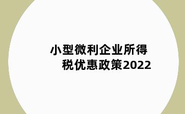 小型微利企业所得税优惠政策2022