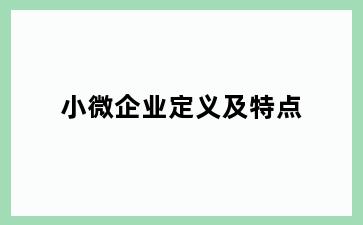 小微企业定义及特点