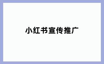 小红书宣传推广