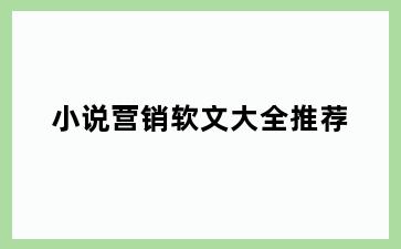 小说营销软文大全推荐