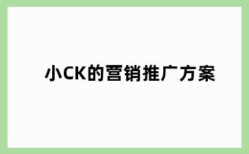 小CK的营销推广方案