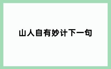 山人自有妙计下一句
