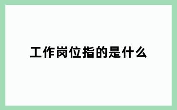 工作岗位指的是什么