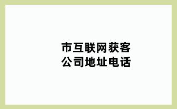 市互联网获客公司地址电话