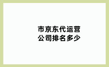 市京东代运营公司排名多少
