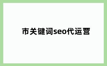 市关键词seo代运营
