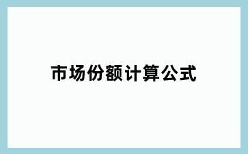 市场份额计算公式