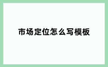 市场定位怎么写模板