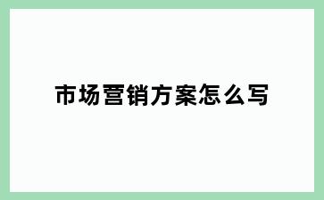 市场营销方案怎么写
