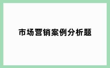 市场营销案例分析题