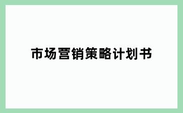 市场营销策略计划书