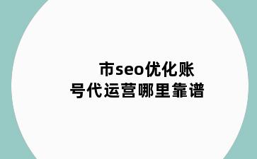 市seo优化账号代运营哪里靠谱