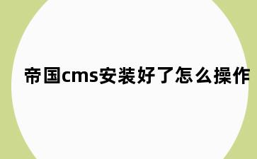 帝国cms安装好了怎么操作