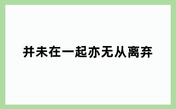 并未在一起亦无从离弃