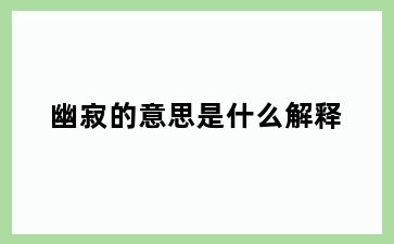 幽寂的意思是什么解释