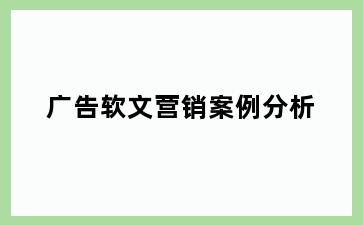 广告软文营销案例分析