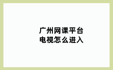 广州网课平台电视怎么进入