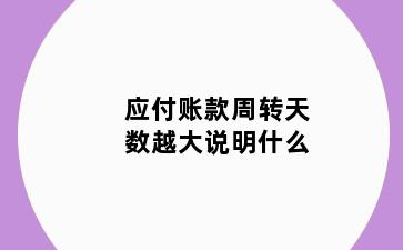 应付账款周转天数越大说明什么