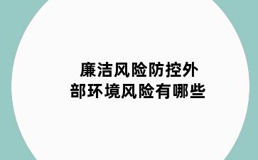 廉洁风险防控外部环境风险有哪些