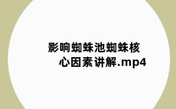 影响蜘蛛池蜘蛛核心因素讲解.mp4