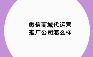 微信商城代运营推广公司怎么样