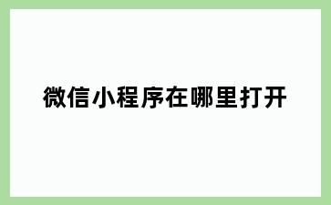 微信小程序在哪里打开