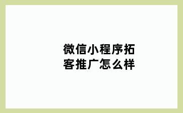 微信小程序拓客推广怎么样