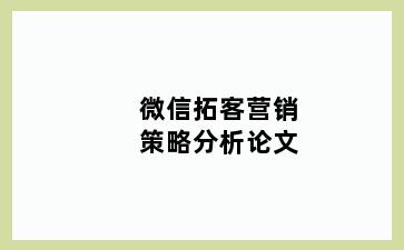 微信拓客营销策略分析论文