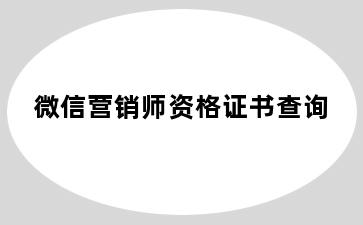 微信营销师资格证书查询