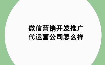 微信营销开发推广代运营公司怎么样