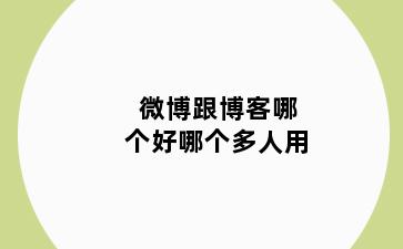 微博跟博客哪个好哪个多人用