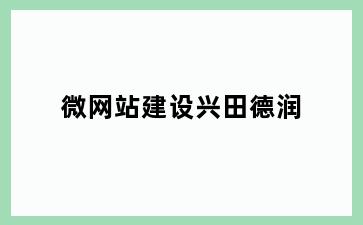 微网站建设兴田德润