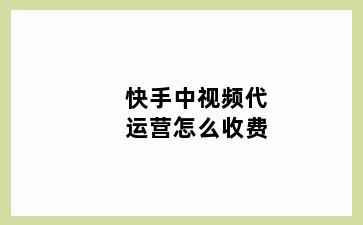 快手中视频代运营怎么收费