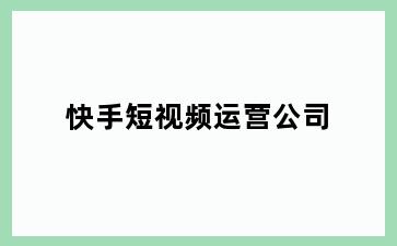 快手短视频运营公司