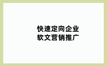 快速定向企业软文营销推广