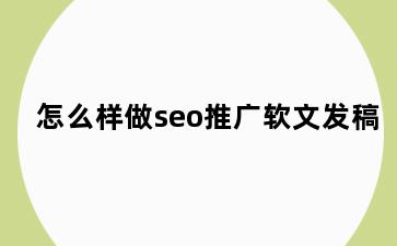 怎么样做seo推广软文发稿