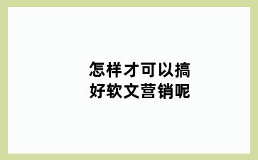 怎样才可以搞好软文营销呢