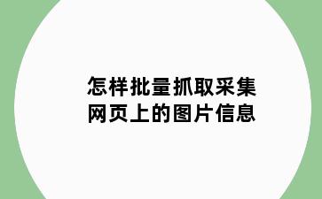 怎样批量抓取采集网页上的图片信息