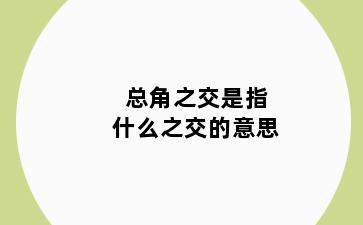 总角之交是指什么之交的意思