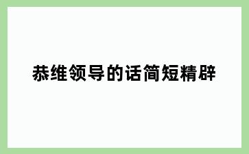 恭维领导的话简短精辟
