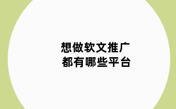 想做软文推广 都有哪些平台