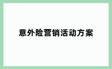 意外险营销活动方案
