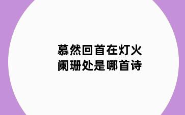 慕然回首在灯火阑珊处是哪首诗
